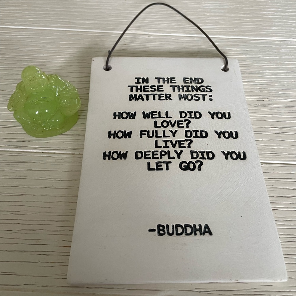 Inspirational Buddha Quote Wall Plaque with Jade Colored Buddha